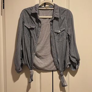 PASSPORT Size L Navy Blue Striped Cardigan